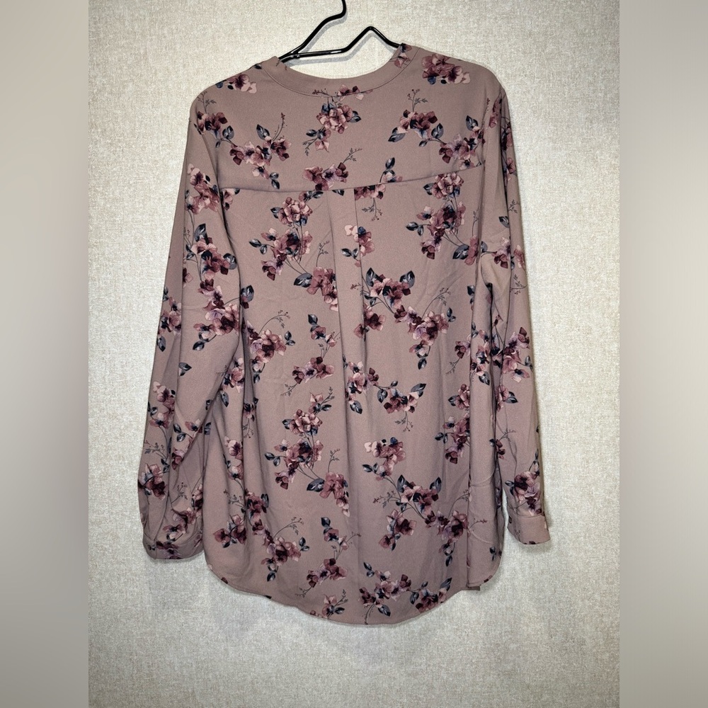 Hilary Radley Mauve Floral Business Casual Blouse Size XXL - Picture 2 of 9